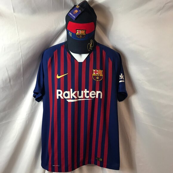 Nike Vapor Knit FCB Rakuten Soccer XL Jersey #11 FCB Neymar Jr Barcelona Hat - Picture 1 of 12